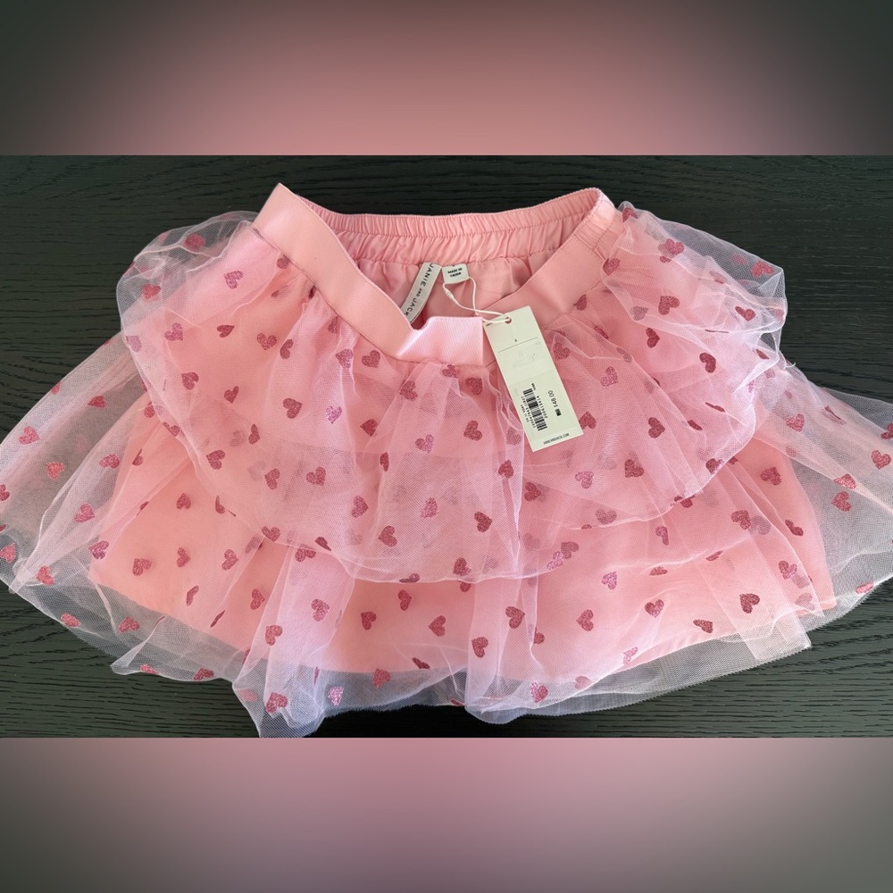 Janie & Jack Pink Heart Patterned Skirt